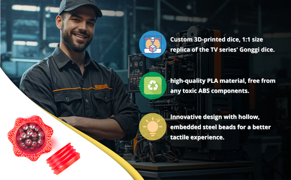 3D printed Gonggi Dice with Steel Beads Inside