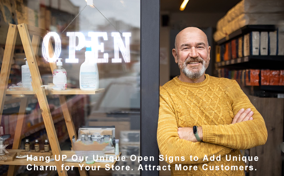 LEDATING Large Bright White Open Sign, 30"x10" Large Led