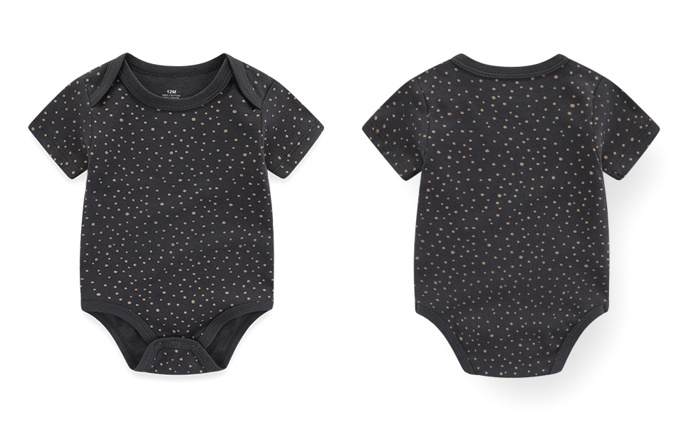 Black baby onesie with gold flecks
