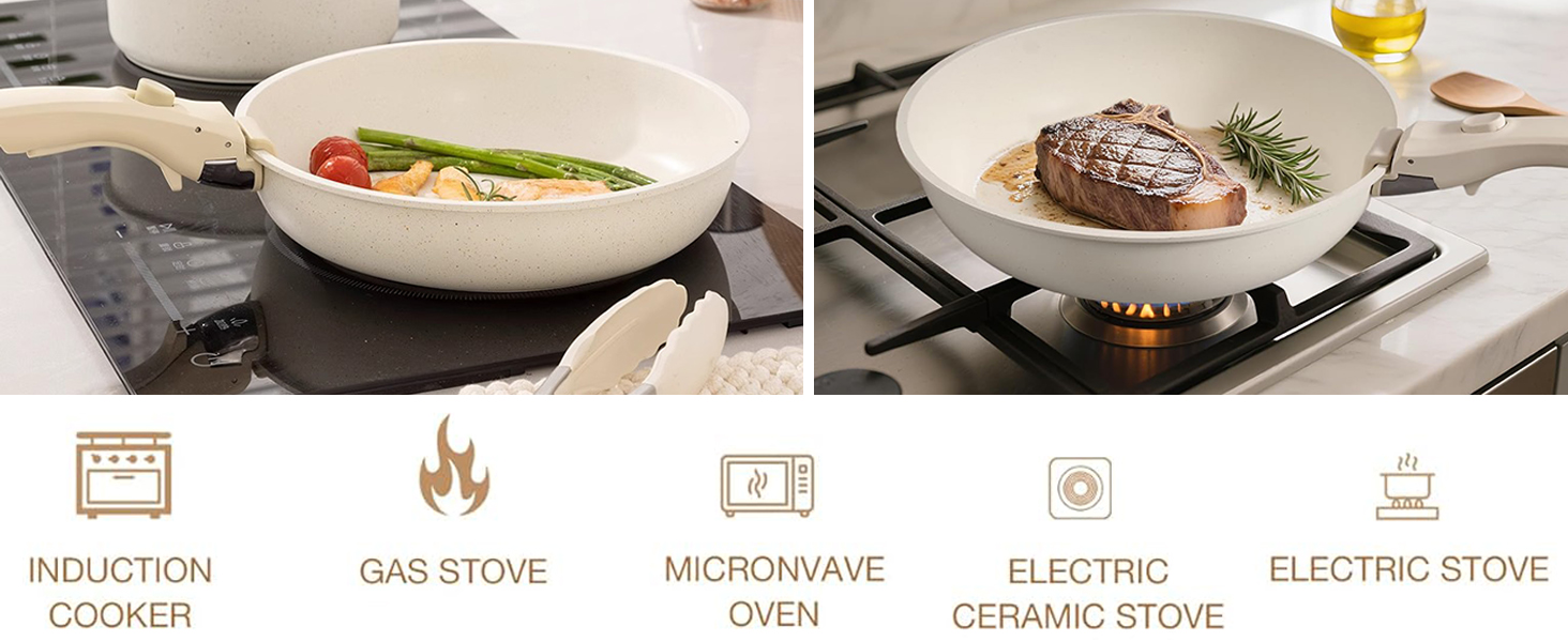 20 piece cookware set detachable handle