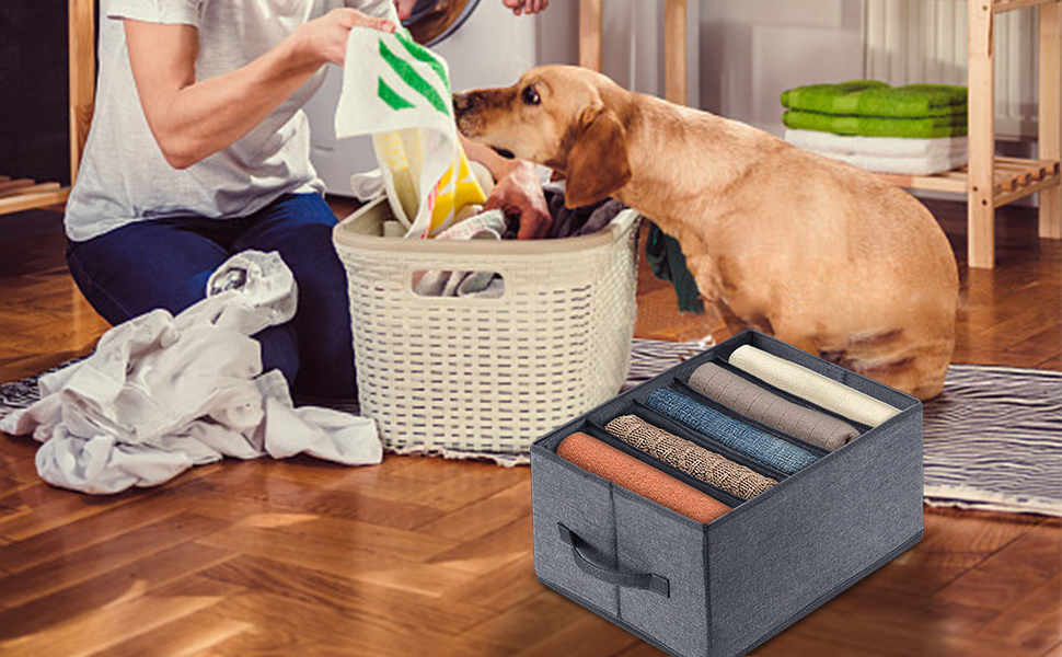 BIGLUFU Wardrobe Clothes Organizer, 6 Packs Foldable Closet