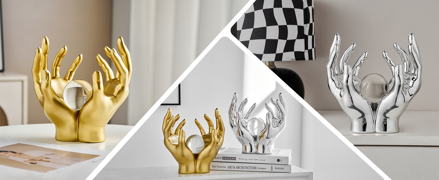 FJS Silver Home Decor Hands Sculpture Decorations for