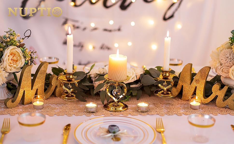 Nuptio Unity Candle Holder for Pillar Taper Candles Gold