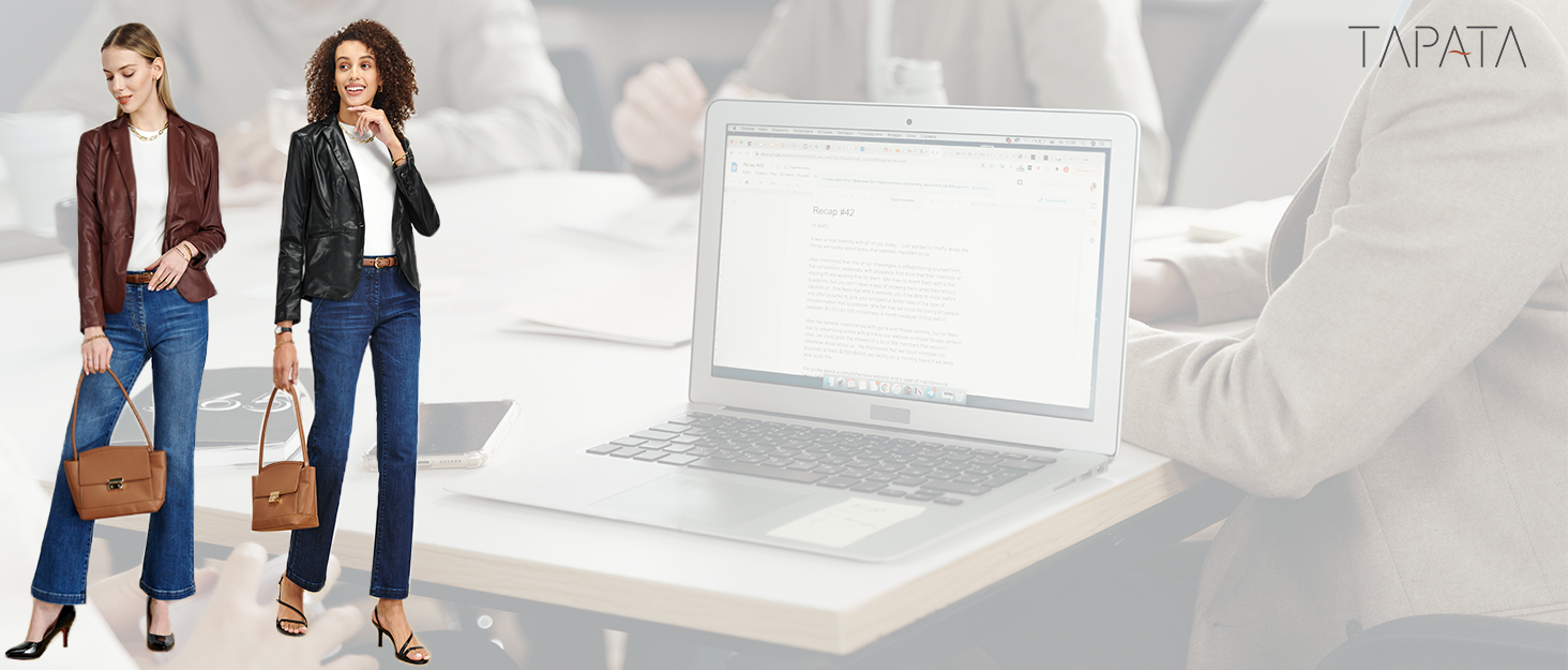 Tapata Womens Faux leather Jacket Blazer Casual PU Long Sleeve Moto Suit Coat Lapel Button Outwear