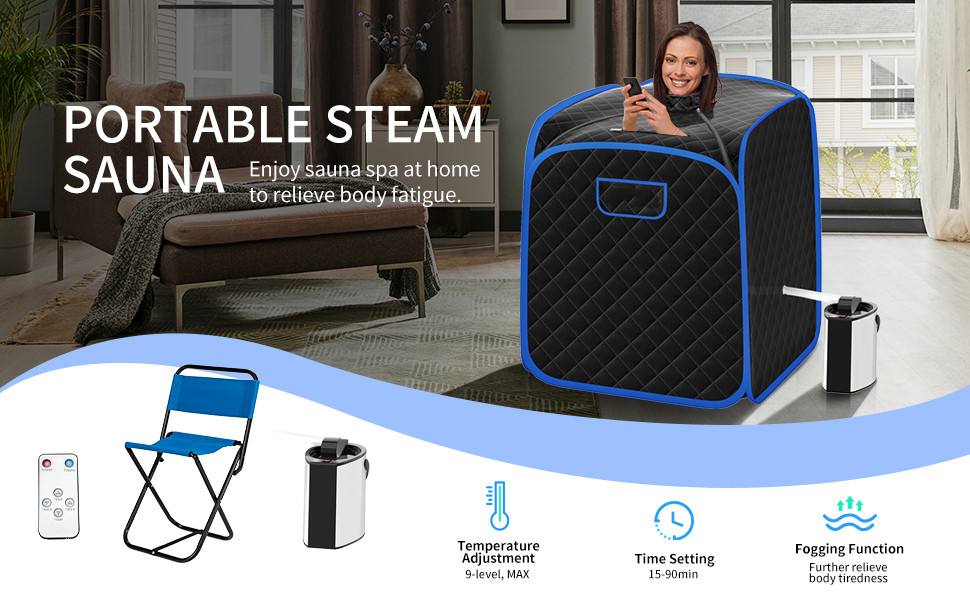 RELAX4LIFE Portable Sauna Tent, 3L Sauna Pot Bath Box with 9Gear