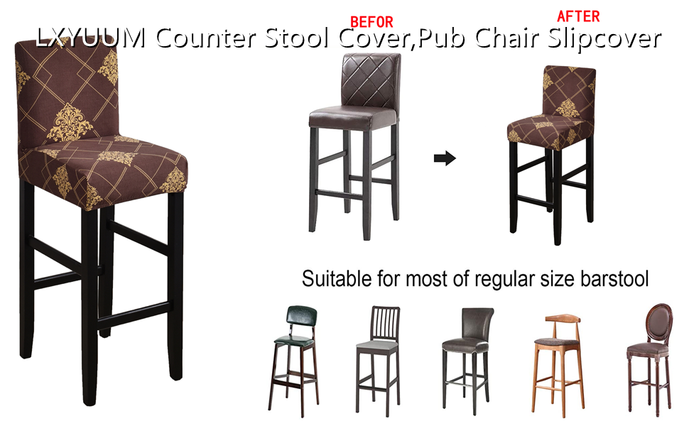 LXYUUM Stretch Bar Stool Covers Set of 2,Counter Stool