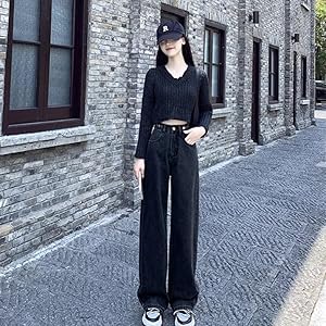 Amazon | [DMbinshun] デニムパンツ レディース ワイド
