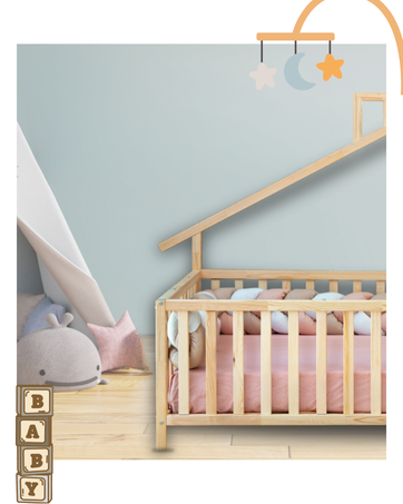 Mattress, FrameMinimalist, Toddler Floor Bed, Unpainted, Pine, Montessori Bed