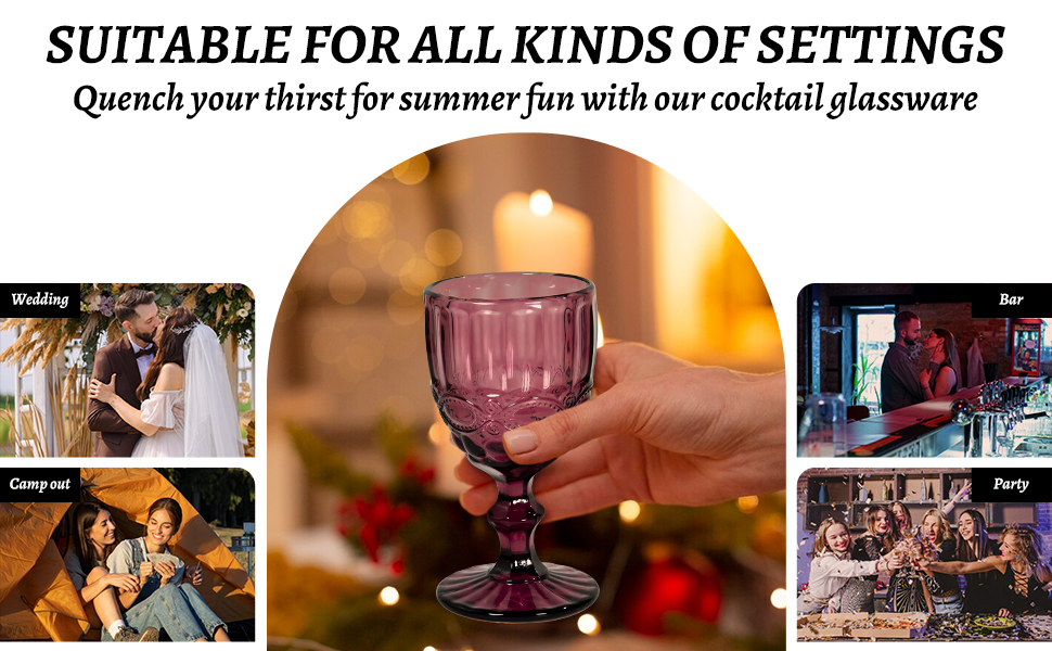 USA  食器セット Amazon.com | CHLJAR Vintage Wine Glasses Set of 6, 8 OZ