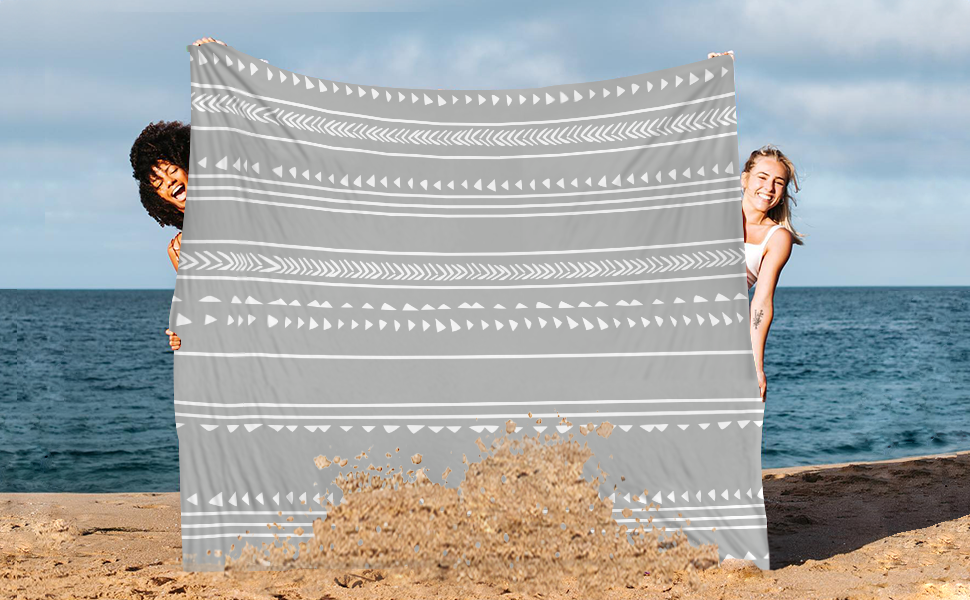110''×118'' Extra Large Beach Blanket for 8 Adults, Outdoor Beach Mat Sand Free