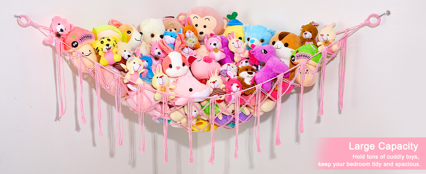 MHJY Toy Storage Hammock for Stuffed Animals Soft Cuddly Plush Toys