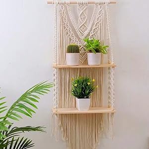 macrame plant hanger shelf