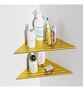 Neodrain 12 Inch Golden Corner Wall Shelf,Set of 2, Floating Corner Shelves for Wall, 304 Stainle...