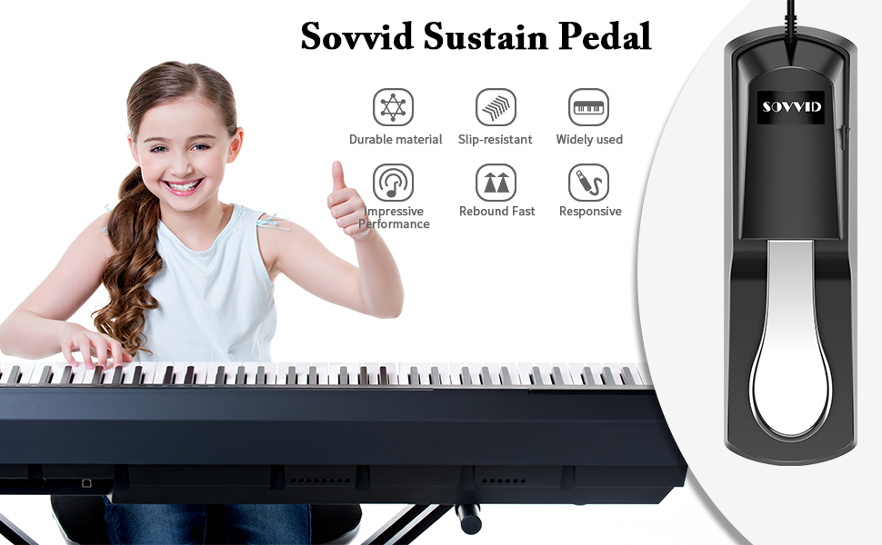 Sustain Pedal for Keyboard Sovvid Universal Foot Pedal with Polarity
