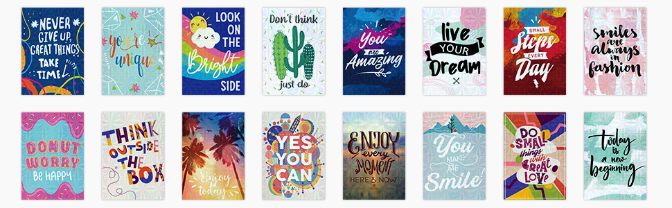 DEEPLAY Motivational Greeting Cards, 24 Packs Holographic Inspirational ...