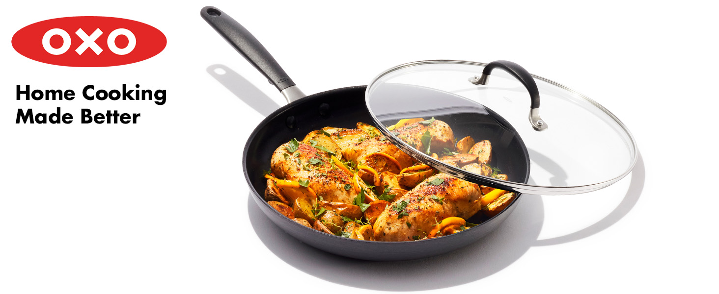 Oxo,OXO,lid,pan,frying pan,cookware,covered pan,pan with lid,nonstick,aluminum,nontoxic