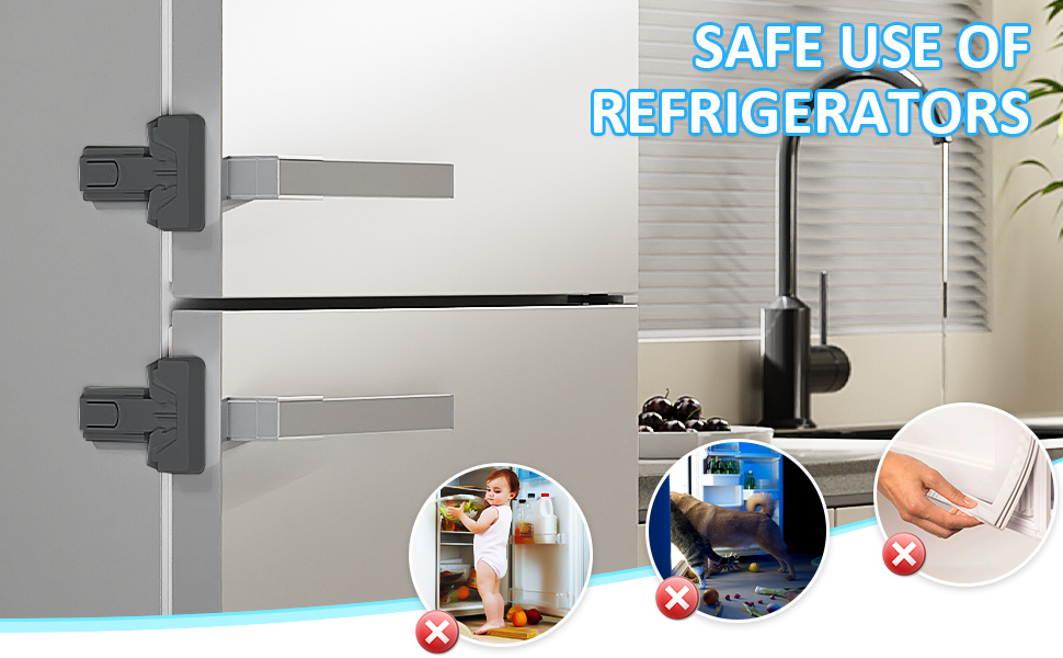 2 Pack Fridge Lock for Kids, Child Proof Refrigerator Lock