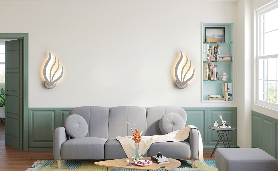 Applique LED, 14W Forma Di Foglia Creativa Lampada Muro Interno, 1100LM Lampada Da Parete In Acrilico Moderna Per Camera Da Letto, Corridoio, Soggiorno, Scale, Studio, 3500K 11 wandlampe led