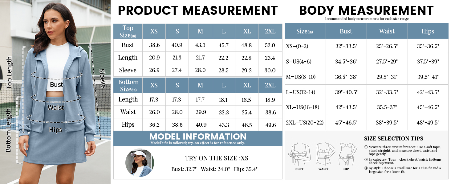 Two Piece Skort Sets for Women Athletic Tennis Skirt Matching Sweatsuit