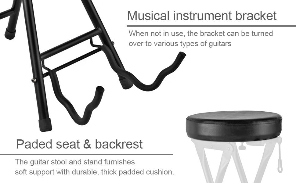 Gearlux Foldable Guitar Stool with Padded Seat and Builtin