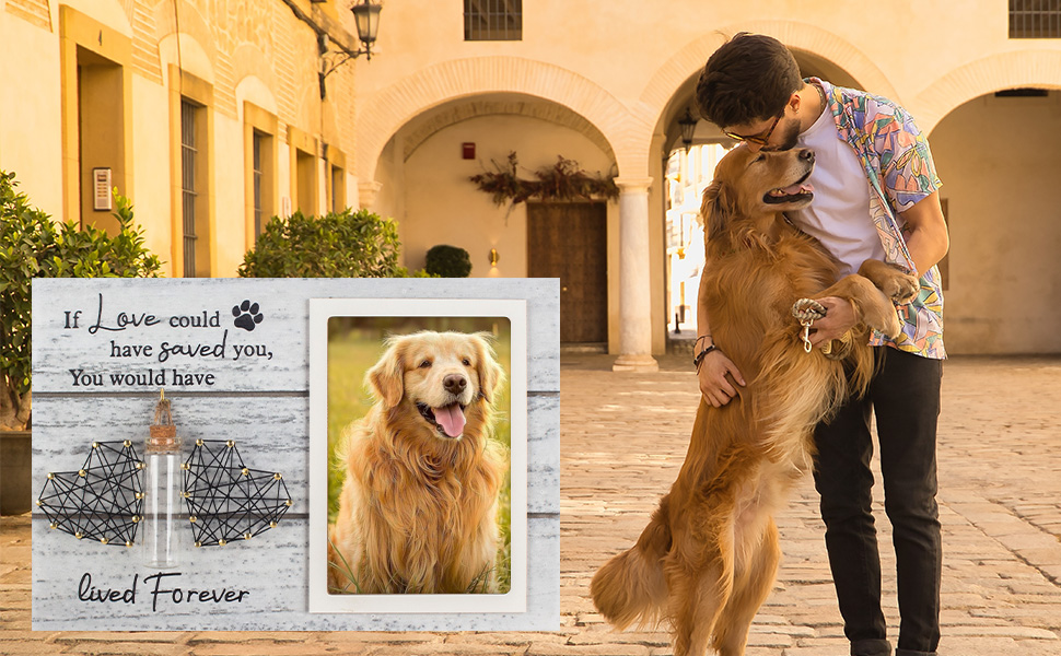 Ourea Wooden Dog Memorial Picture Frame, Dog Photo Frame