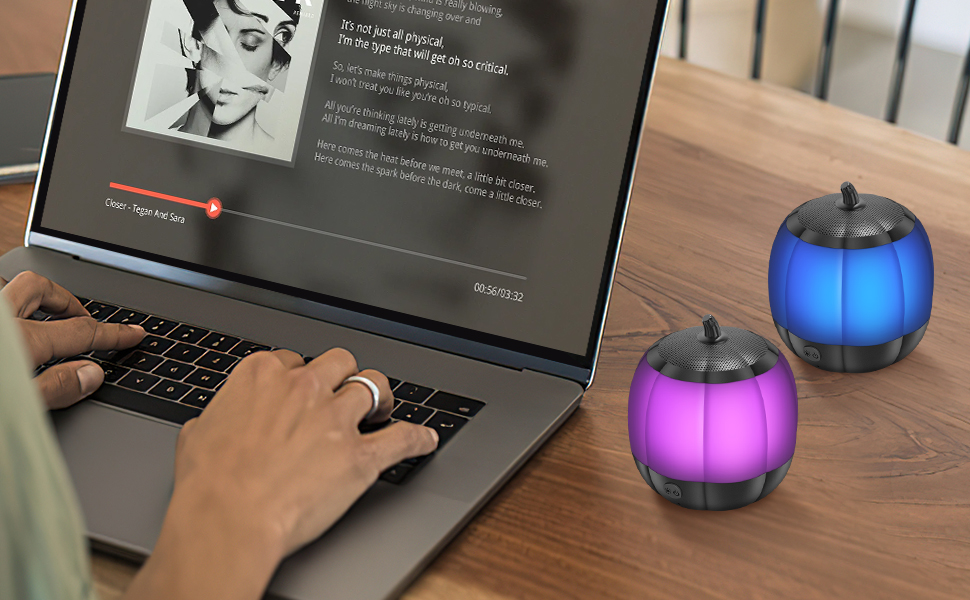 LFS Small Bluetooth Speakers, Pumpkin Speakers, Portable Wireless Speaker, 7 Color Lights, TWS
