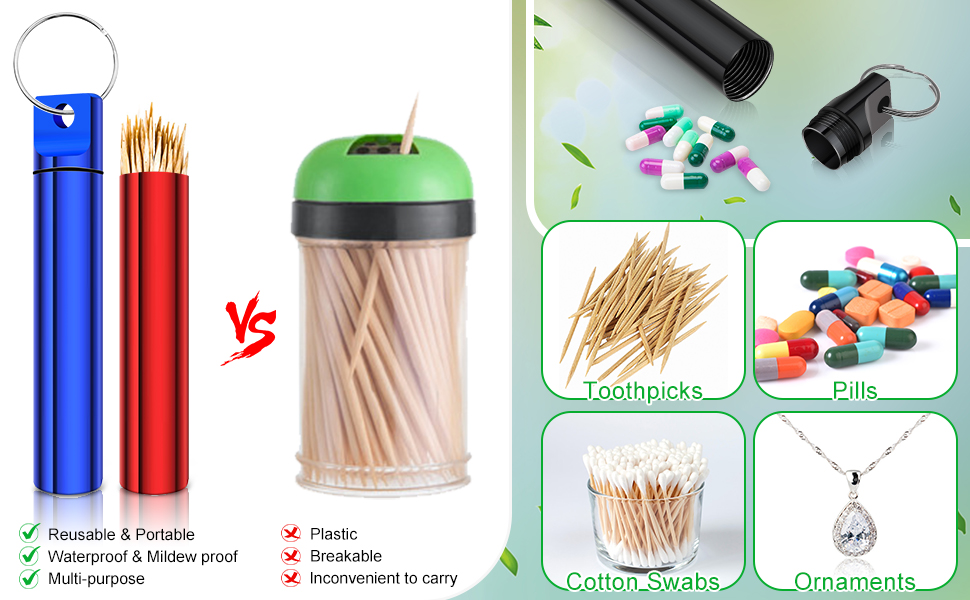 4 Pieces Portable Metal Toothpick Holders, Aluminum