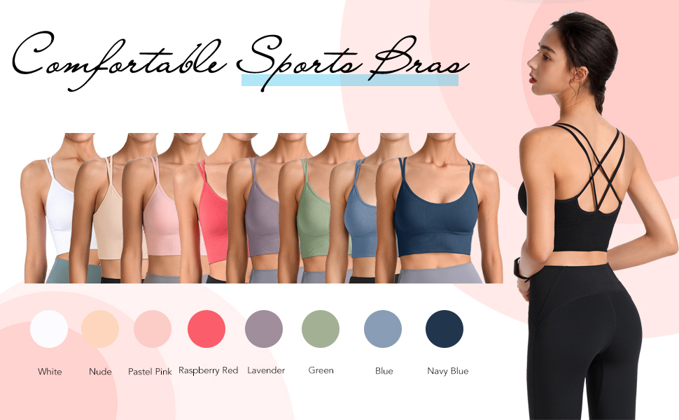 Evercute Cross Back Sport Bras Padded Strappy Criss Cross Cropped Bras for Yoga Workout Fitness