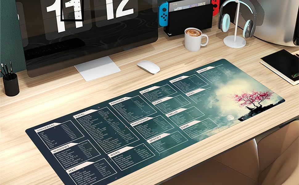 Amazon.com : Excel Cheat Sheet Desk Mat – Large Keyboard Pad with ...