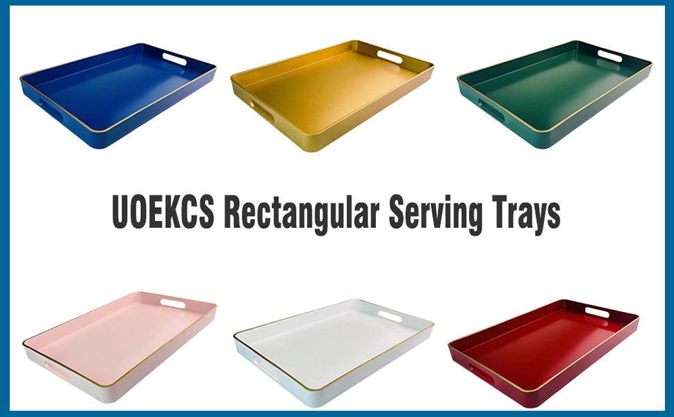 UOEKCS Rectangular Decorative Tray, Plastic Serving Trays