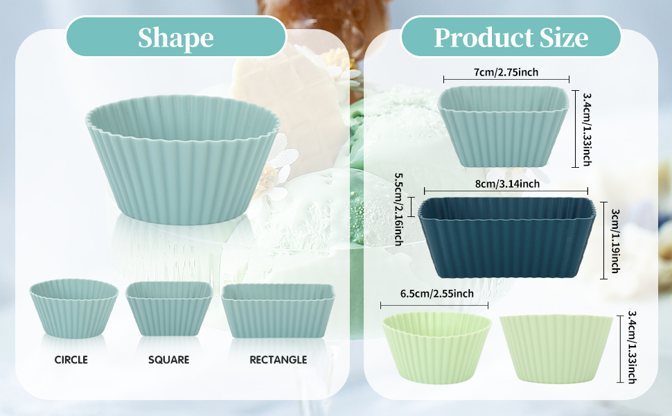 12 Pack Silicone Cupcake Cases, Reusable Silicone Cupcake Cases