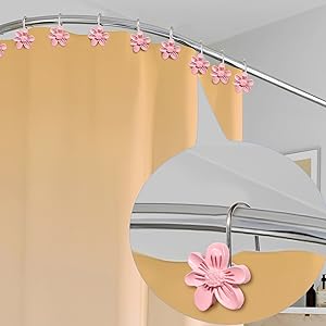 pink flower shower curtain ring