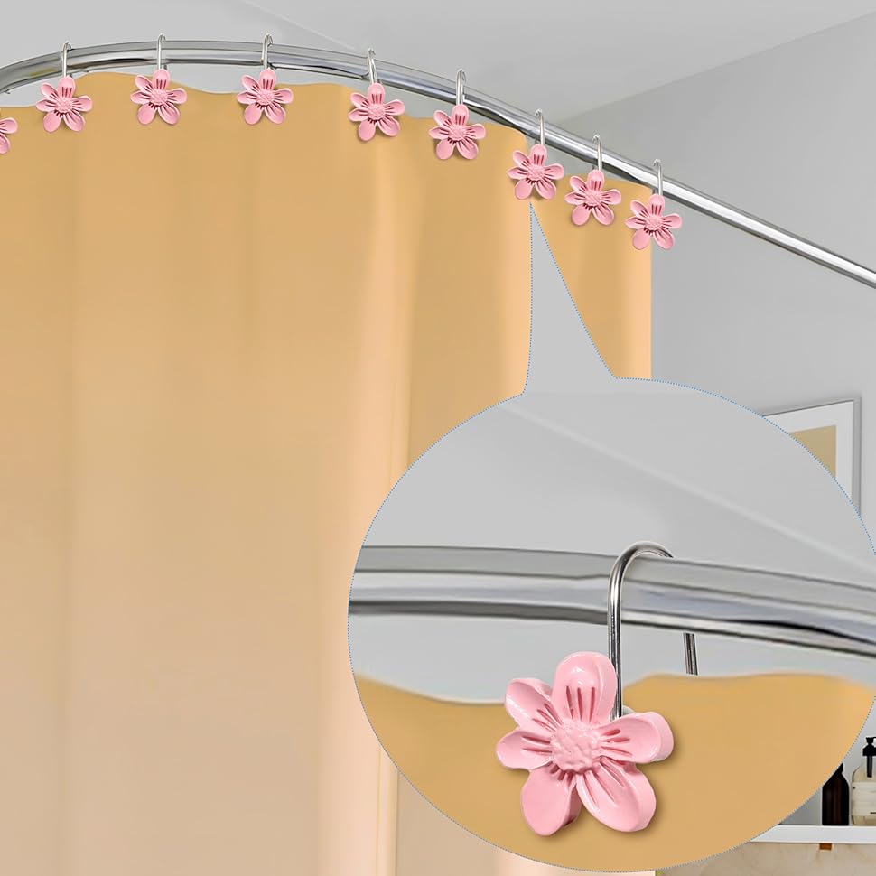 pink flower shower curtain ring
