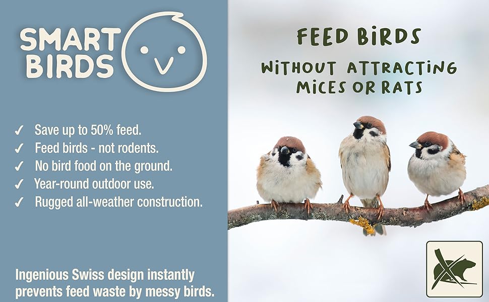 SWISSINNO Bird Feeder Davos Smart Birds. Feed Birds, not