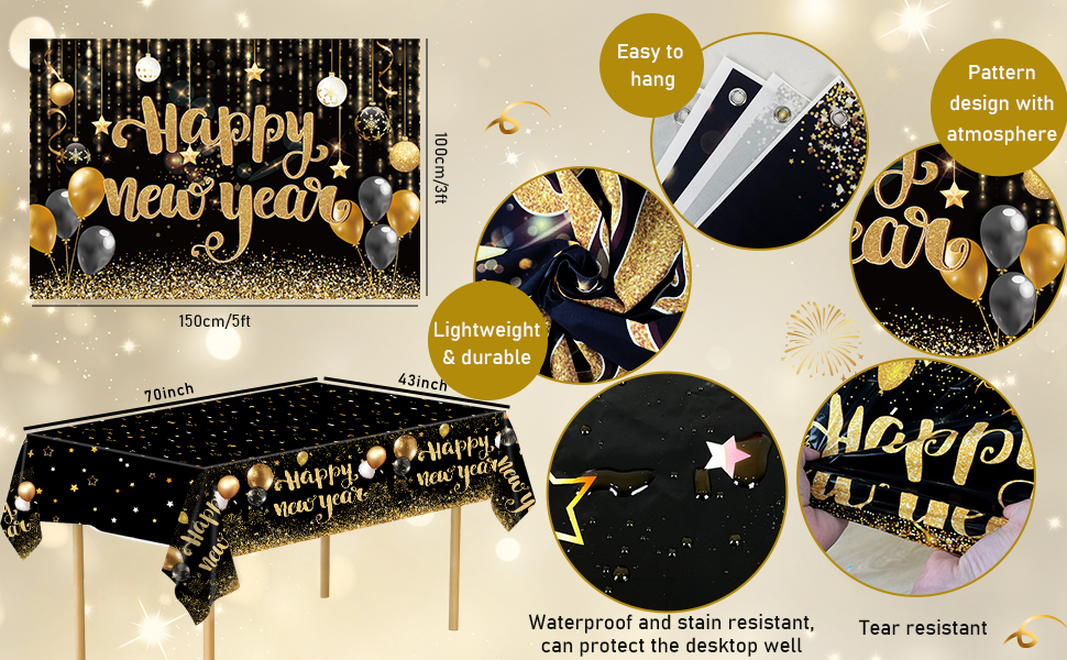 Happy New Year Banner 2023 Shiny Happy New Year Eve Party Decorations  Supplies Large Black and Gold …See more Happy New Year Banner 2023 Shiny  Happy