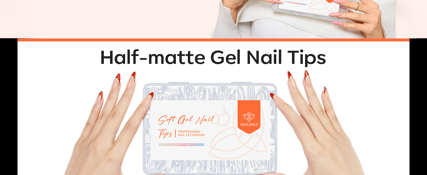 half-matte gel nail tips