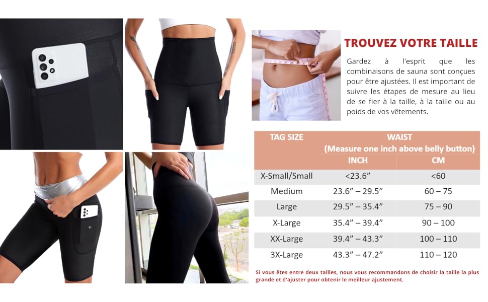 Sudation Amincissante Ventre Plat Maigrir Shorts Poches Sauna Suit Shapewear Costume D'entraînement Taille Haute Formateur Shaper Exercice Fitness Gym Yoga Sport Femme NANO HERTZ