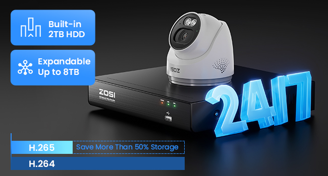 Secure Local Storage, 24/7 Recording