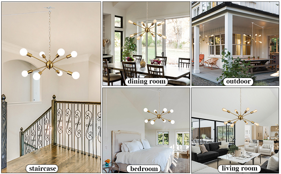 LASENCHOO 8 Lights Plug in Chandelier, Hanging Lights with Plug in Cord