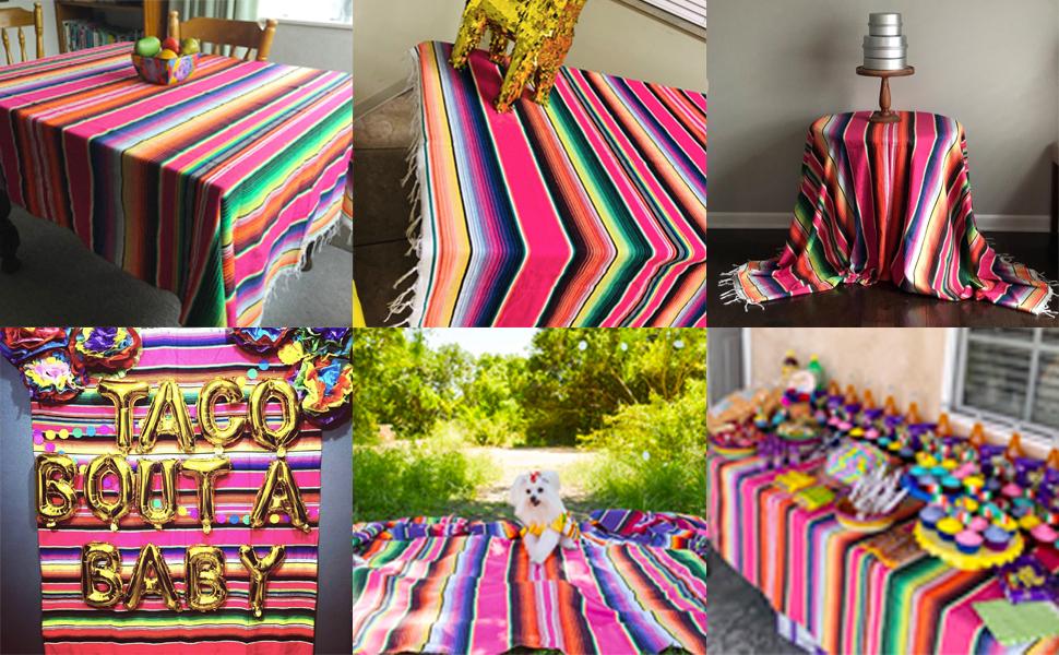 Fowecelt Mexican Serape Blanket Tablecloth 59 x 84 Inch for Mexican