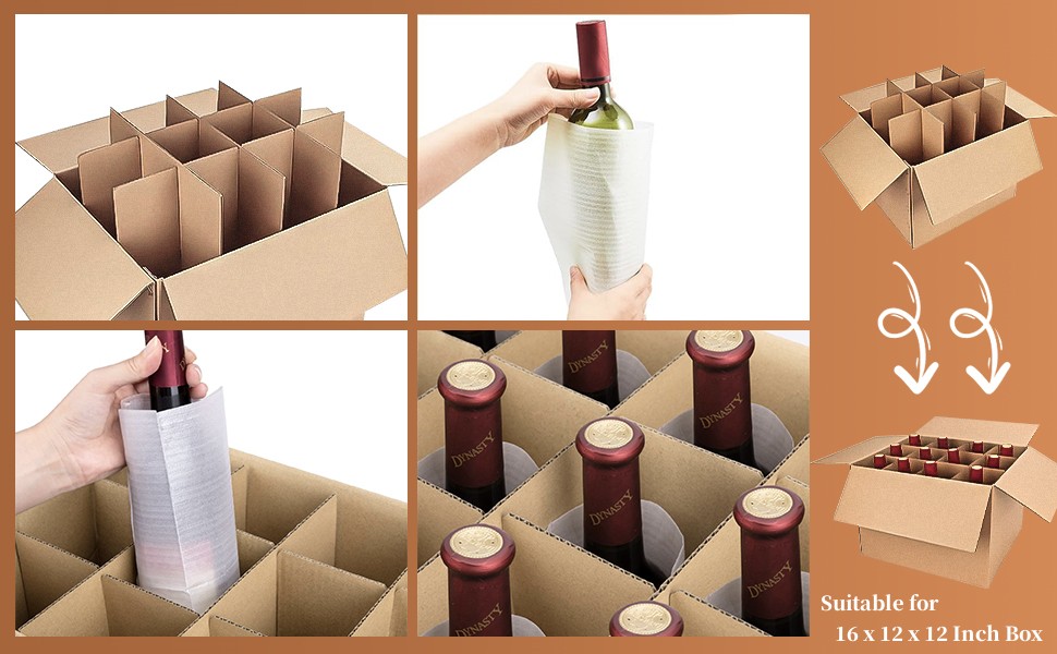 4 Sets Glass Divider Kits for Moving, Dish Packing Kit with 48 Foam