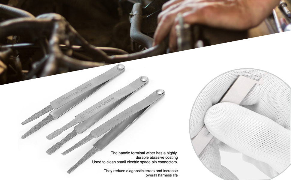 Camrusic 3Pcs Terminal Removal Tool Kit, Metal Terminal Cleaner Set