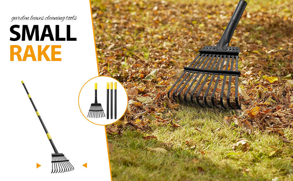 Rake, Garden Leaf Rakes for Lawns Heavy Duty, Yard Metal