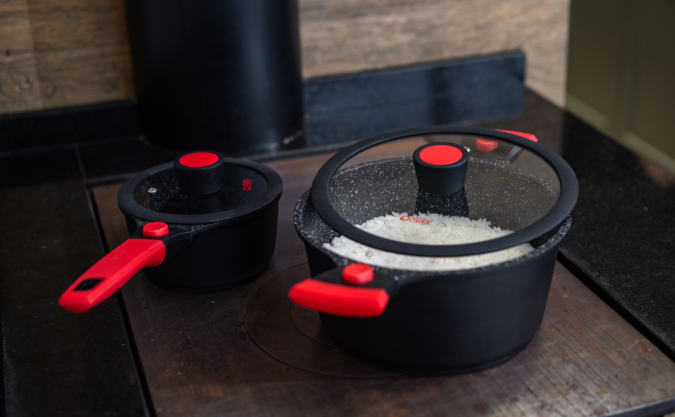 Panela Antiaderente; Panela de Cerâmica; Antiaderente em mármore; Zero óleo; Nada gruda; Molheira