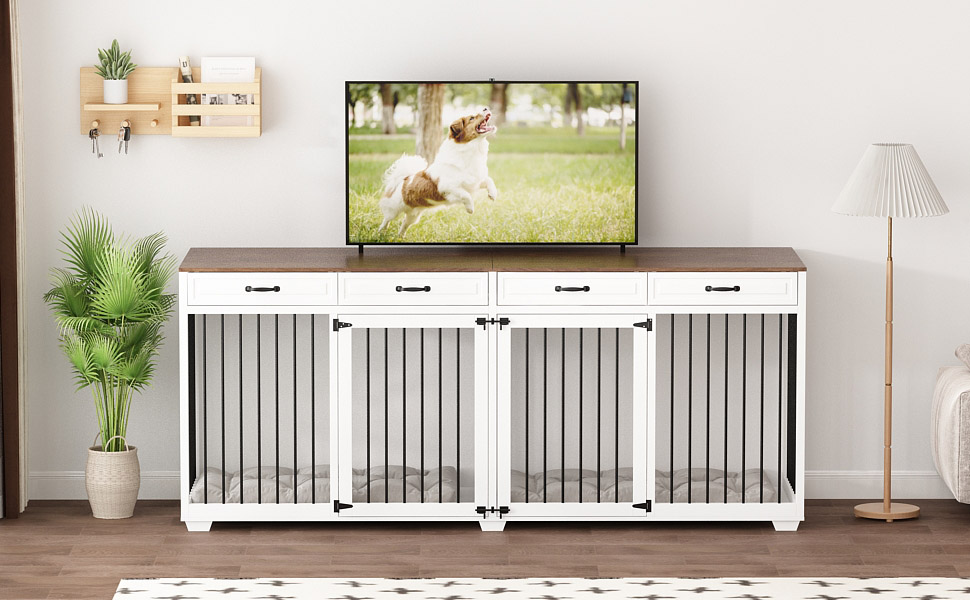 DAWNSPACES Extra Large Furniture Style Dog Crate, 93 Inch