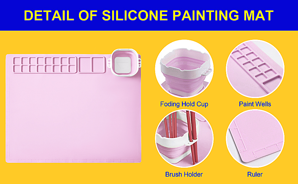 Silicone Painting Mat kit, 20"X16" Large Silicone Art Mat