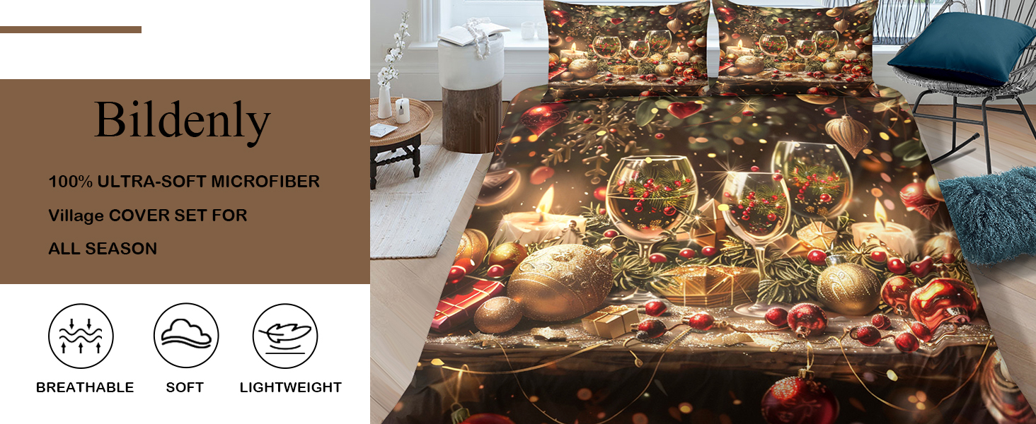 Bildenly Christmas Comforter Set Twin Size 3D Patterned