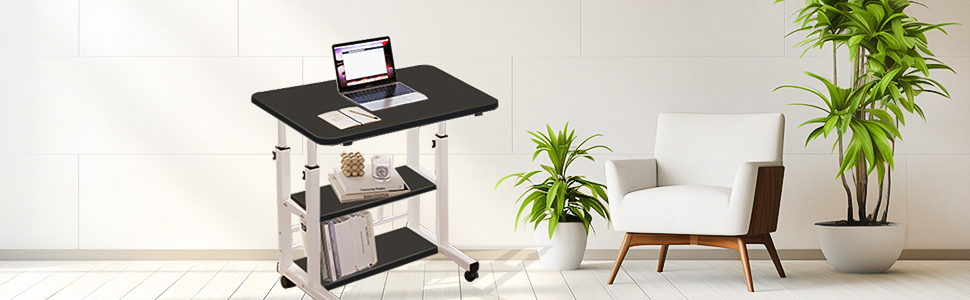 Mesa portátil para sofá e cama, mesa lateral para laptop com altura ajustável
