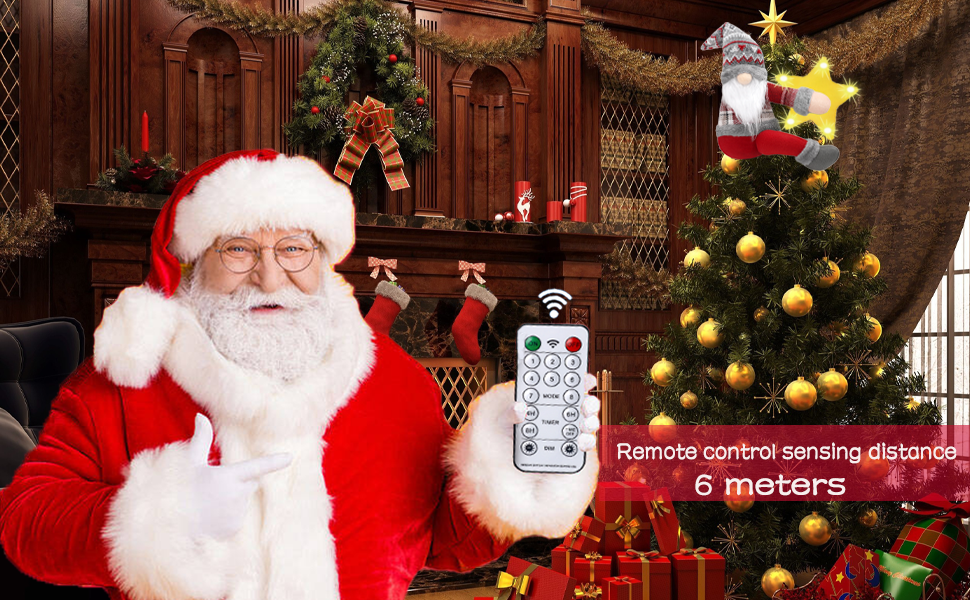 SENKENA Christmas Gnome Tree Topper with Lights, Battery