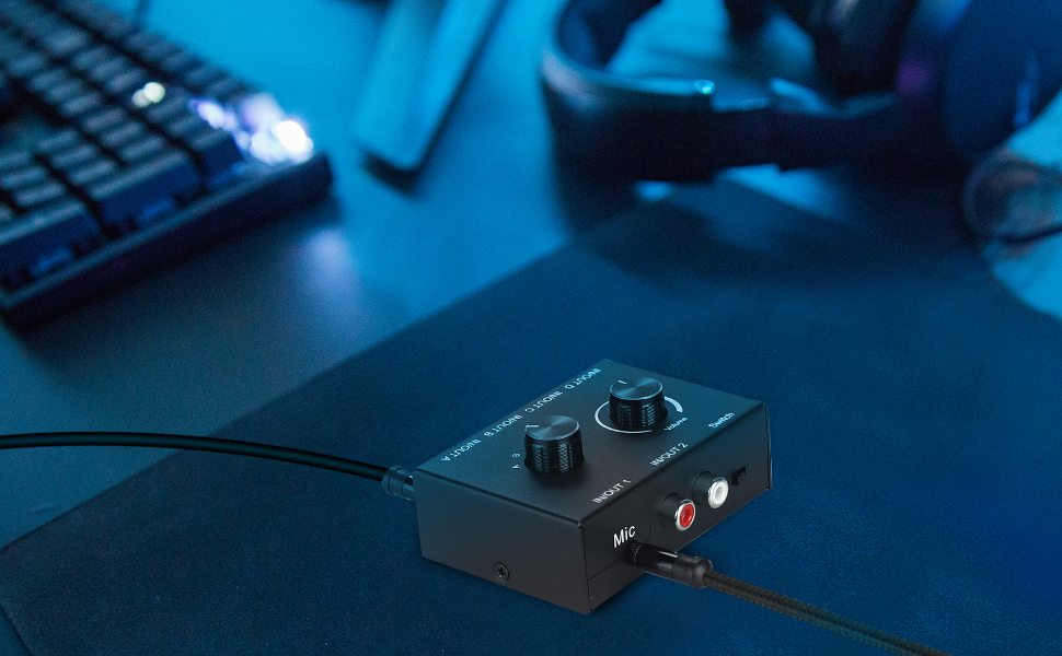 4 Port Audio Switch, 3.5mm Audio Switcher Stereo AUX Audio